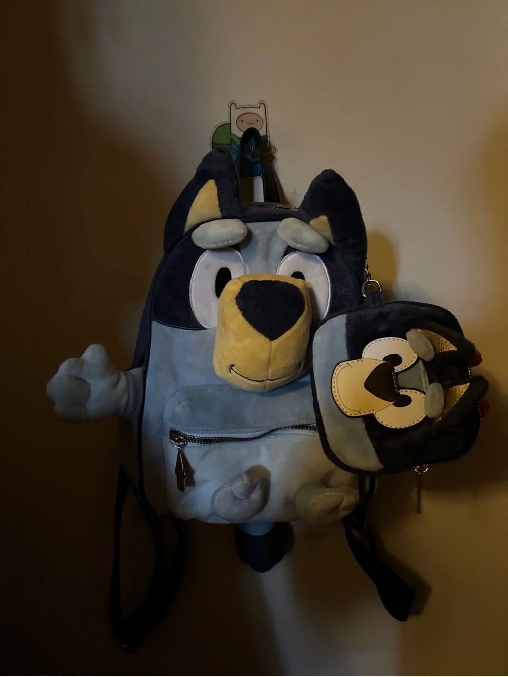 Plush Blue Dog Carrier Backpack with Yellow Accent